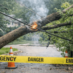 tree hitting power line emergency Michigan