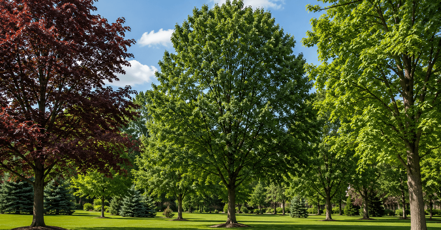 healthy Michigan shade trees growing in clay and sandy soil landscapes in Livingston County