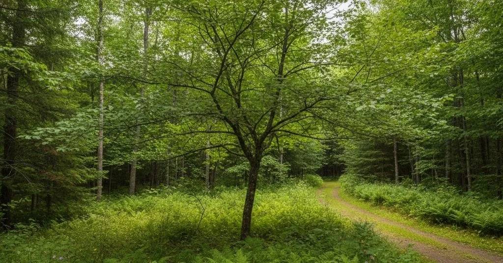 A young oak tree is being planted in a Livonia, Michigan, yard to show typical growth timelines