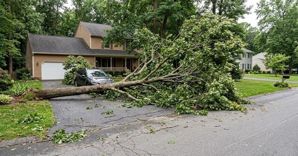 Tree blocking driveway access